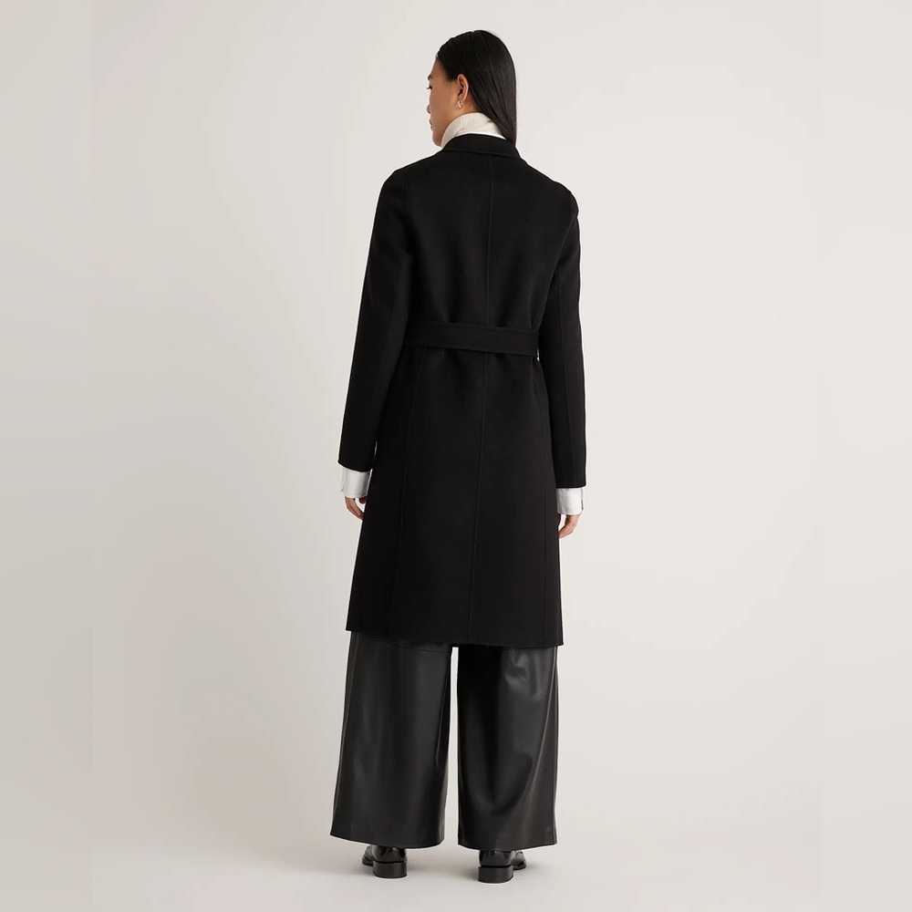 NWT QUINCE 100% Mongolian Cashmere Double-Faced Wrap Coat XS Black 5915 - Picture 4 of 11
